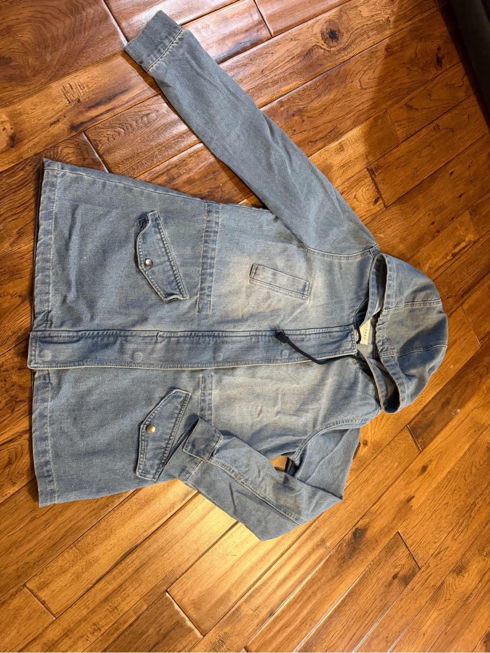 Light Blue Denim Hooded Jacket